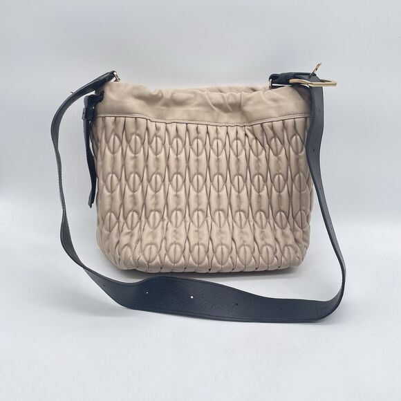 Furla Caos Quilted Leather Bucket Bag Beige Shoulder / Crossbody - Picture 1 of 11